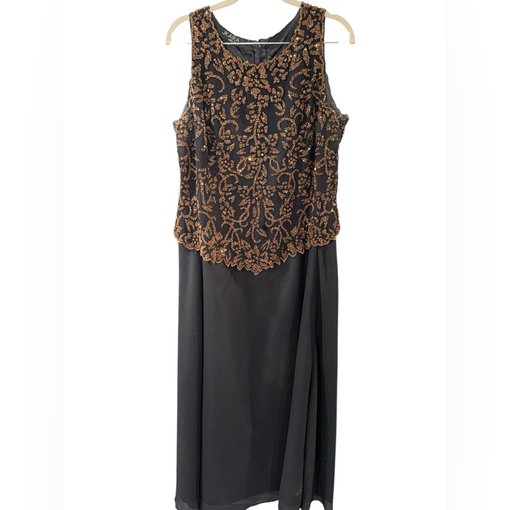 J Kara Black Dress with Gold‎ Embellishments